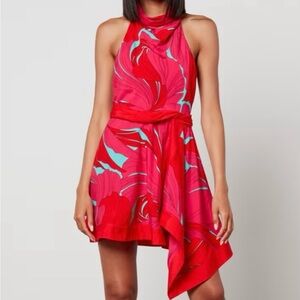 Cult Gaia Chanterelle Pink Bryn Dress Vibrant Red and Pink Halter Top Dress